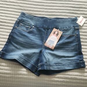 Blue Jean Shorts with Elastic Waistband and Stretch